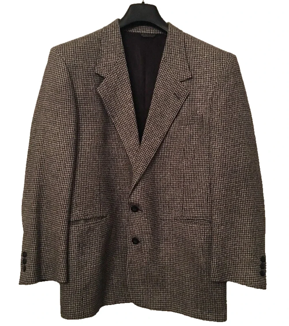 41R Today's Man Vintage 2 Button Black Houndstooth Sport Coat Jacket